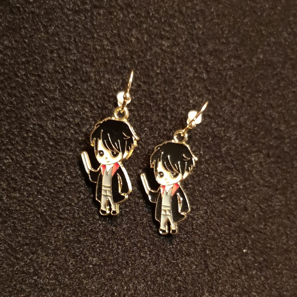 New Cute Harry Potter Character Earrings Enamel on Gold-tone For Pierced Ears